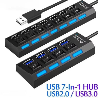 Hub USB 7 Puertos con Interruptores