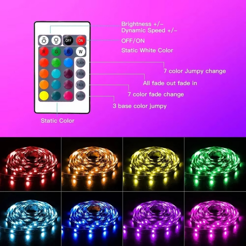Tira de luces LED RGB de 5 m, C/ control